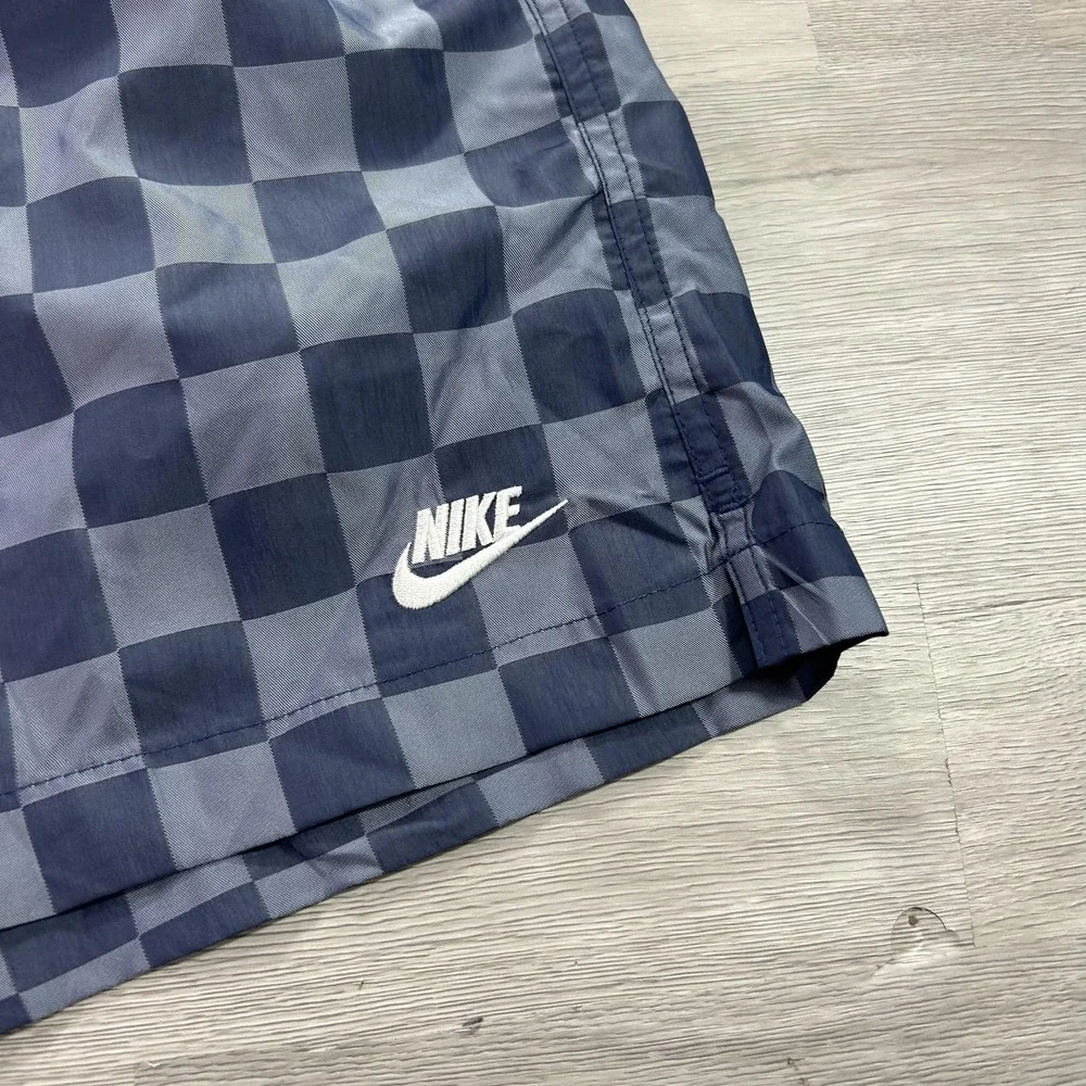 Nike Swim Trunks Shorts Mens Medium Blue Check Quick Dry FN3098-410 NEW